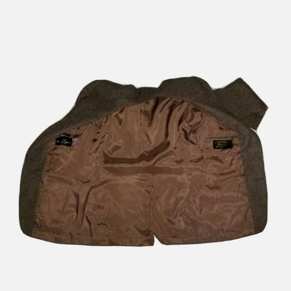 Haymarket Shetland Brown Blue Wool Tweed Vintage Blazer Jacket Elbow Patch 40 R - Picture 5 of 8